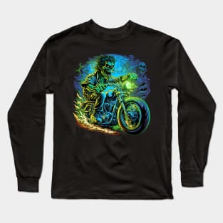 Zombie riding a motorcycle Long Sleeve T-Shirt